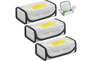 Huiguli 3 Pièces Sac Batterie Lipo, Sac Ignifuge Antidéflagrant pour Chargement et Stockage de Batterie, Pochette Sécurisée pour Batterie 18.5 * 8 * 6cm