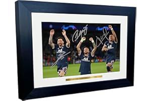 KITBAGS & LOCKERS 2022/23 Lionel Messi Neymar Junior Kylian Mbappe Paris Saint-Germain PSG z autografem podpisany 12 x 8 A4 zdjęcie zdjęcie ramka piłka nożna plakat prezent