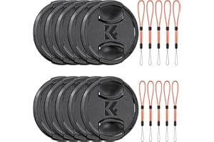 K&F Concept 10 Tapas de Objetivo de 52mm+10 Cuerdas Antipérdida Elástica Compatible con Cámaras Canon Nikon Sony Olympus Fujifilm Pentax Panasonic Leica