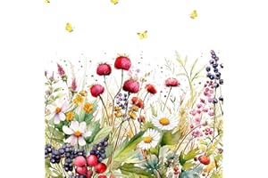 TI-FLAIR 20 Servietten Blumen, Garten & Natur Wiese mit süßen Beeren als Tischdeko. Papierservietten mit Motiv. Auch für Decoupage und Serviettentechnik 33x33cm