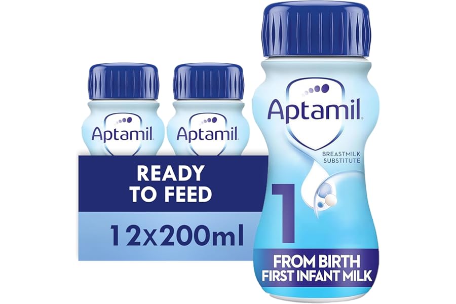 Aptamil 1 First Infant Baby Milk Liquid Formula, Ready to Feed, From Birth, 200 ml, Pack of 12