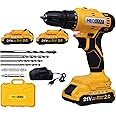 MECRAAF® 21V Cordless Drill Machine cum Screwdriver | 2x 2Ah Li-Ion Batteries | Torque 25+1 | 2 Speed Driver | Handheld Drills (Cordless Drill with accessories) | 6 months motor warranty