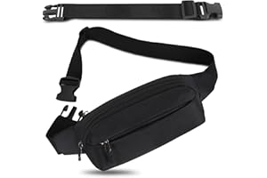IHIGOGOFA Riñonera Hombre Mujer Deportiva Unisex con Cinturón Ajustable Extendido de 30 cm y 4 Bolsillos con Cremallera Bolsa para Entrenamiento al Aire Libre Viajes Casual Correr Senderismo (Negro)