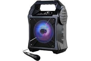 WICKED GIZMOS WG WICKED GIZMOS Portable Karaoke Boombox Machine with Amplifying Speaker and LED Lighting, Microphone, Bluetooth and AUX Inputs, Party Entertainment