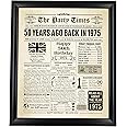 EDUS Back in 1975 Posters with Framed, 50th Birthday Decorations for Men and Women 12x10 Inches Posters for Birthday, Vintage 50 Years Anniversary