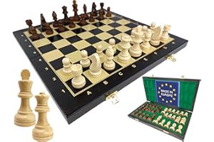 ChessEbook Set di scacchi 40x40 cm. - Scacchiera di legno - Set da scacchi pieghevole - Lavorazione artigianale