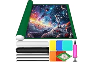 ZZXLOPEZ Tapis de Puzzle, Tapis Puzzle Rouleau Feutre pour Jusqu'à 1000 1500 2000 3000 Pièces, Tapis Puzzle Rouleau Feutre, Puzzle Roll Up Mat, Économiseur de Puzzles Pliable avec Pompe Gonflable