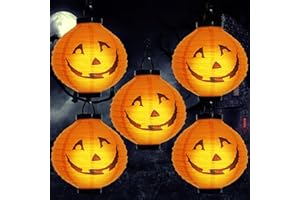 ENCOUN 5PCS Linternas de Papel de Halloween, Decoracion Halloween Calabaza, Halloween Jack-O-Lantern, Plegable Calabaza de Halloween para Colgar, Linterna de Halloween para Fiestas de Halloween