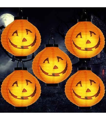 Lanterne LED Halloween Suspendue - Motifs Citrouille, Sorcière, Fantôme - Décoration Intérieur/Extérieur