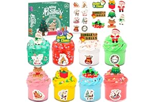 AMTONLEDA Christmas Slime Box 8 Pack Butter Slime Kit, Xmas DIY Slime Toys Xmas Party Favors for Kids, Christmas Slime Gift Box for Girls Boys