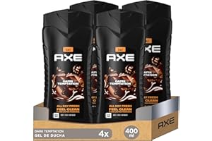 Axe Gel de Ducha y Champú para Hombre Dark Temptation 3en1 400ml - Pack de 4