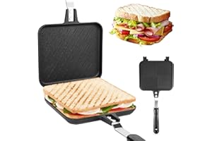 TANGHSE Toasted Sandwish Maker Non-Stick, Sandwich Panini Press & Toastie Maker, Double Sided Stovetop Toasted Maker Baking Pan, Grilled Cheese Maker with Handles for Breakfast Home Outdoors Camping