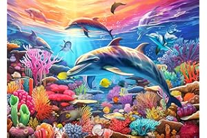 BESDRETOR Puzzles 500 Pieces for Adults jigsaw puzzles for adults 500 Piece Puzzle Educational Games -Mesmerizing Dolphins Puzzle