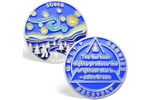 TEIKITIZI 9 Year Sobriety Chips, Night Sky AA Medallions Nine Year Sobriety Coin - Inspirational AA Tokens Recovery Coin Sober Chips for Alcoholics Anonymous Recovery Sober Gifts