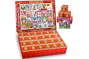 Geebiiny Calendrier De L'avent 2024 Adultes Puzzle 1000 Pieces Adultes Expressions Pour Chiens Et Chats Idee Cadeau Noel Femme Homme Cadeau Anniversaire Femme Homme