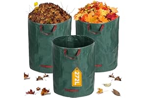 COEKI Garden Waste Bags 272L,3 Pack Heavy Duty Reusable Garden Sacks with Handles, Reusable Garden/Green Waste Sacks, Garden Refuse Rubbish Bag Ideal for Collecting Plant waste grass and Leaves