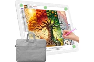 TOHETO Tableau lumineux A3 avec sac pour peinture diamant, bloc lumineux magnétique super lumineux avec boutons latéraux, boîte lumineuse pour traçage et dessin, table lumineuse filaire pour croquis