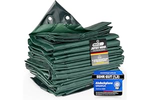‎ORGAFLIX ORGAFLIX Premium Tarpaulin 6 x 8 m Waterproof and UV-Resistant Extremely Tear-Resistant Tarpaulin with Triple Reinforced Eyelets Tarp Fabric Tarpaulin Versatile Wood Protection Camping