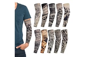 SHPUJUN 10 Stück Stile Tattoo Armel männer,Set Warmers Tattoo Armstrumpf Sleeve tattoo temporary,Armlinge Damen Covers Strumpf Arm,Karneval Erwachsene Armstulpen Arm Sleeve,Armschoner Herren Fake Tattoos