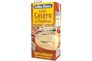 GALLINA BLANCA Caldo Casero de Puchero 100% Natural | Elaborado con Hortalizas de la Huerta, Jamón Curado y Garbanzos. Cocinado a Fuego Lento. Sin Gluten, Sin Conservantes, Bajo en Grasa - 1L