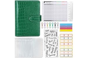 VVHIPPO Budget Binder Budget Planner, 37 pezzi, 6 fori, taccuino ad anelli, con buste, fogli di budget, adesivi per etichette, righello, per viaggi e diari
