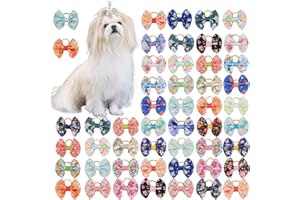 SUXGUMOE Dog Hair Bows, 45Pcs Mixed Colors Dog Hair Bows with Elastic Rubber Bands, Cute Flower Dog Grooming Bows Puppy Hair Accessories for Long Hair Pet Dogs Cats (Multi-colored C)