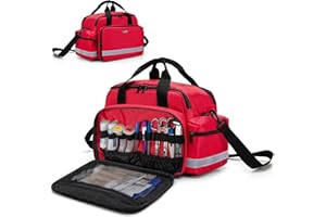 Trunab Torba na artykuły medyczne, torba pielęgniarska z uchwytem i paskiem na ramię do opieki zdrowotnej w domu, wizyty w szpitalu, w podróży lub w nagłych wypadkach, opatentowany design, czerwona, tylko torba