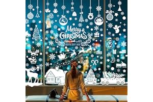 DURINM Pegatinas Navidad Ventanas Cristal 236 PCS de PVC Pegatinas Reutilizables Vinilos Navidad Adhesivos para Puertas Cristales Decoracion Navideña para Escaparates Stickers Adhesivos Adornos Navideños