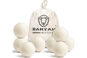 BARYAH Wool Dryer Balls XL Pack of 8 – 100% Organic New Zealand Wool, Reusable Eco Tumble Dryer Balls UK – Reduce Drying Time, Wrinkles & Static – Natural Fabric Softener, Baby Safe, Energy Saving