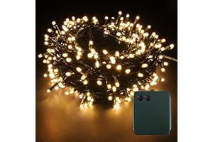 YOSION LED Batterie Lichterkette Kette Batteriebetrieben 8 Modi und Timer Leuchte Dekoratives Beleuchtung Grünes Kabel (Warmweiß, 100LEDs)