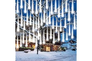 Guirlande Lumineuse Exterieure Noel, AUINSKY Lumières de Pluie de Météores, 50 CM 10 Tubes 400 LED, Étanche IP65, Guirlande Noel Exterieur pour Décoration de Noël, Jardin, Mariage (Blanc Froid)