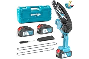 SEESII 8 Inch Mini Cordless Chainsaw with High Capacity 4000mAh x2 Batteries, 900W Powerful Electric Chain Saws with Oiler System, Handheld Battery Powered Saw for Tree Trimming Pruning