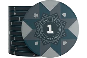 Bullets Playing Cards, Ceramiczne żetony do pokera Paulie z wartościami, rolka 25 szt. (szary, 1)