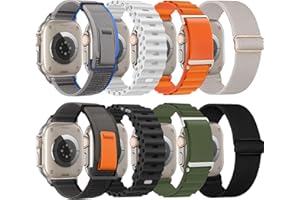 omee 8 Pack Compatible with Apple Watch Ultra 2 Strap 49mm 45mm 44mm 42mm, Alpine Loop Nylon/Silicone Sport Loop/Trail Loop Band Adjustable Strap Designed for Ultra 2 Ultra Series 9 8 7 SE 6 5 4 3 2 1
