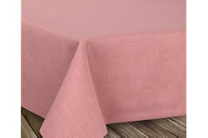 ‎BEAUTEX BEAUTEX fleckenabweisende und bügelfreie Tischdecke - Tischtuch mit Lotuseffekt - Tischwäsche in Leinenoptik, Eckig 110x180 cm, Rose