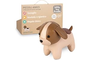 I Piccoli amici di Little Big Friends Tiny Friends | Sonagli per bambini | Animale morbido | Facile da pulire | Decorazione per la cameretta | Adriano il cane