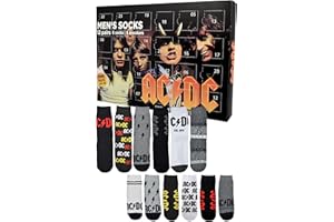 UNITED LABELS Calendrier de l'Avent AC/DC avec 12 paires de chaussettes Taille 40-45 pour homme ACDC Rockband Calendrier de Noël avec baskets et chaussettes longues