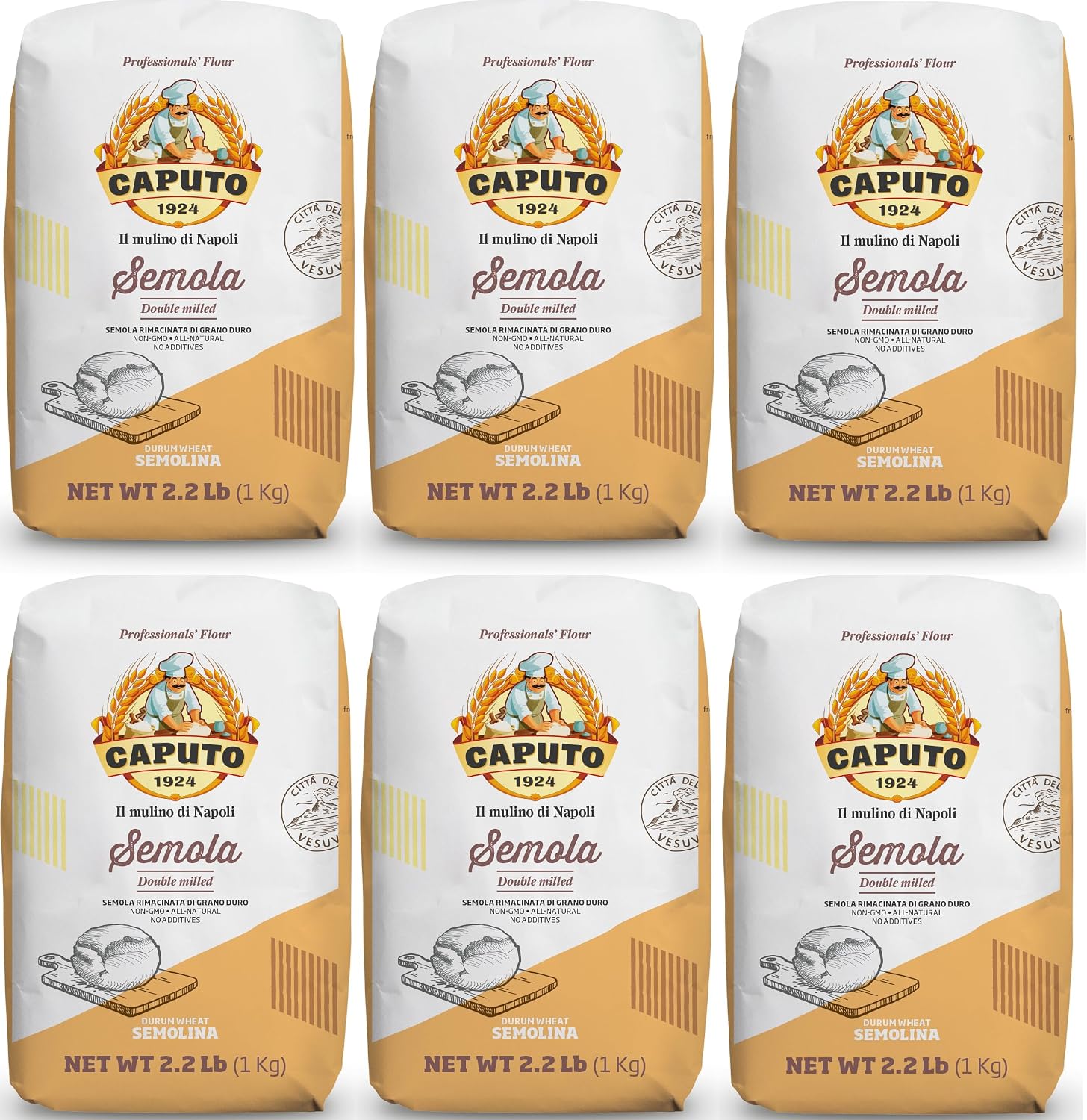 MOLINO CAPUTO Antico molino caputo semola de grano duro rimacinata Paquete de 6 unidades