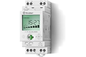Finder 119182300000PAS Interrupteur crépusculaire avec Horloge journalière 230 Vac/Inverseur 16 A/Sortie auxiliaire