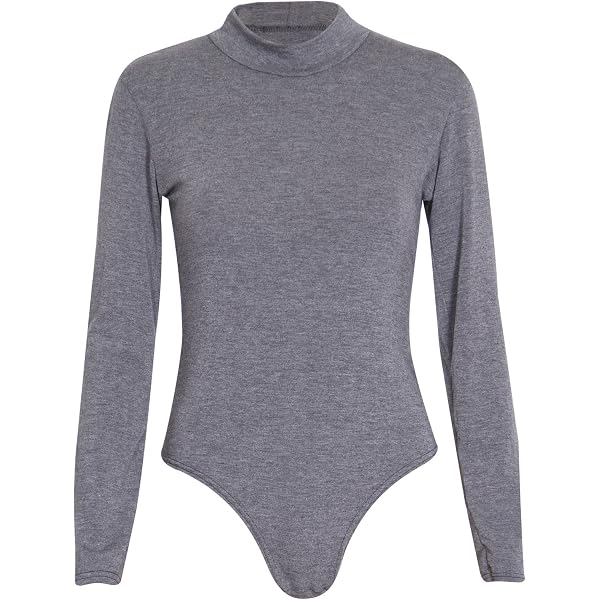 Body à Manches Longues Femme Motif Serpent Et Fleurs - Col Roulé - 90% Polyester, 10% élasthanne - Taille Ajustée - 4