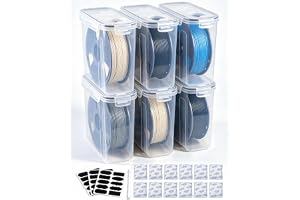 Förvaringsboxar för 3D-filament, 6-pack, lufttäta Dry Box 4,0 L med återanvändbar silikagel, för 1 kg-spolar PLA PETG TPU