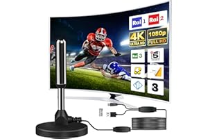 BXGOLKGD Antenna Tv Interna Amplificata Potente, 2025 Nuova Antenna Tv Interna, 500 Chilometri Di Ricezione A Lungo Raggio Con 360 Gradi Di Spazio Morto