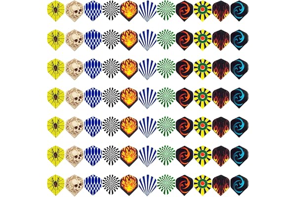 Exburanty Lot de 77 Ailettes Standard de Fléchettes, Extra Épais Standard Fléchettes Dart Flights, 11 Styles d'ailettes de fléchettes Mixtes, for Soft dards and Steel Darts
