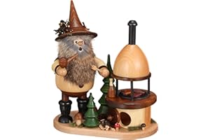 ‎DWU Drechselwerkstatt Uhlig DWU | Handgefertigter Waldwichtel | Traditionelles Räuchermännchen aus dem Erzgebirge | Weihnachtsdeko | 26 cm | am Grillofen