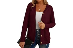 GRECERELLE Womens Cardigan Long Sleeve Lightweight Cardigans Button Down V Neck Ribbed Knit Outerwear Open Front Tops with Pocket for Ladies