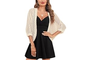 Gyabnw Bolero Mujer Cárdigans de Crochet Ligero Torera Chaqueta para Boda Fiesta Manga 3/4