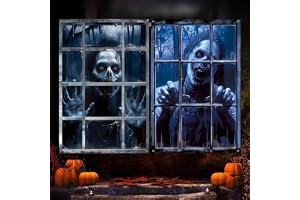 Auauraintt 2 st 3D Halloween-dekorationer fönster hem utomhus, dekorationer halloween trädgård halloween skräck dekorationer
