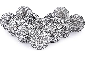 Ajuny Juego de 12 Pomos de Cerámica Blanco y Gris – Tiradores Decorativos Vintage para Armarios de Cocina, Muebles de Baño, Alacenas, Cajones y Cómodas – Instalación Fácil