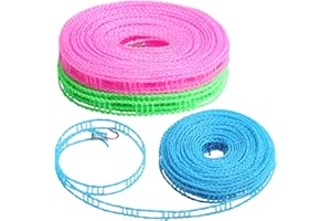 ZOOTSING 3 Pezzi Stendibiancheria da Esterno, 10m Stendibiancheria Estensibile, Filo Stendibiancheria in nylon, Filo Per Stendere Il Bucato Da Esterno per Giardino, Viaggi, Vacanze, Camper o Roulotte