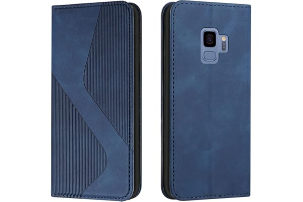 Mo-Somnus Coque pour Samsung Galaxy S9 - Étui Cuir Portefeuille avec Magnétique Flip Rabat Protection (Bleu)